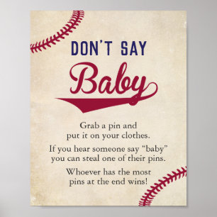 Baseball Themed Baby Shower Don't Say Baby Sign