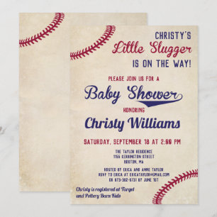 Baseball Themed Baby Shower Invitation Cards