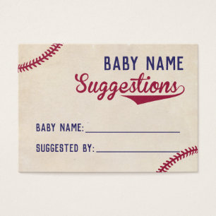 Baseball Themed Baby Shower Name Suggestion Cards