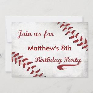 Baseball Themed Birthday Party Invitation