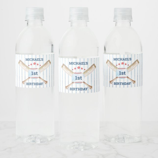 Baseball Themed Birthday Party Water Bottle Label (Bottles)