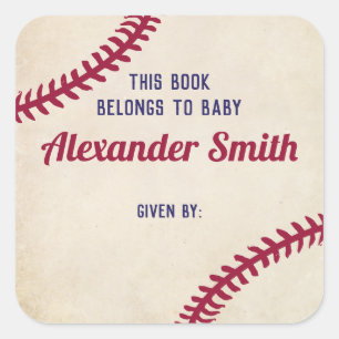 Baseball Themed Bookplate Stickers for Baby Shower