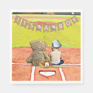 Baseball Themed Boy's Baby Shower Napkin