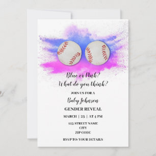 Baseball themed gender reveal party invitation