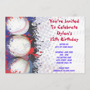 Baseball Themed Invitation Happy Birthday Party