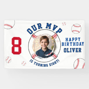Baseball Themed Kids Birthday Photo Banner