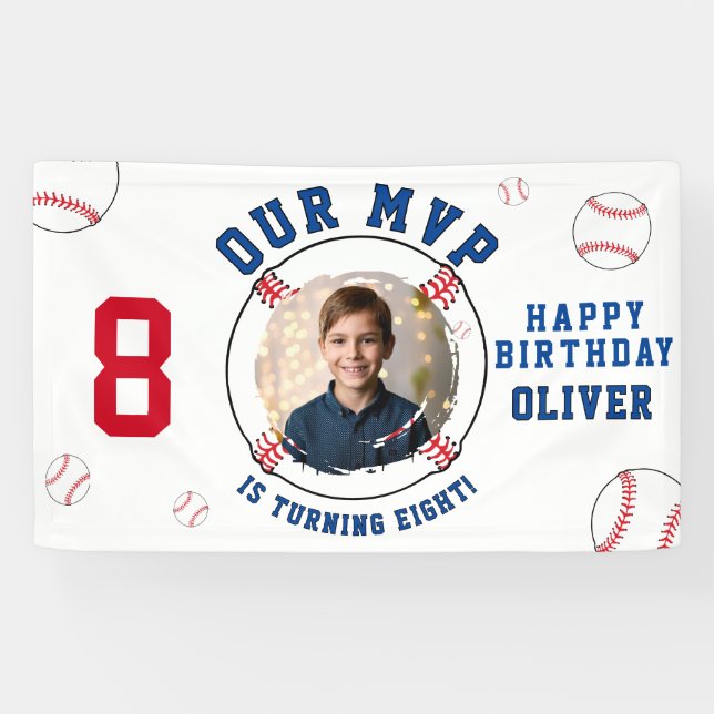 Baseball Themed Kids Birthday Photo Banner (Horizontal)