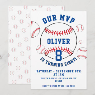 Baseball Themed Kids Sports Birthday  Invitation