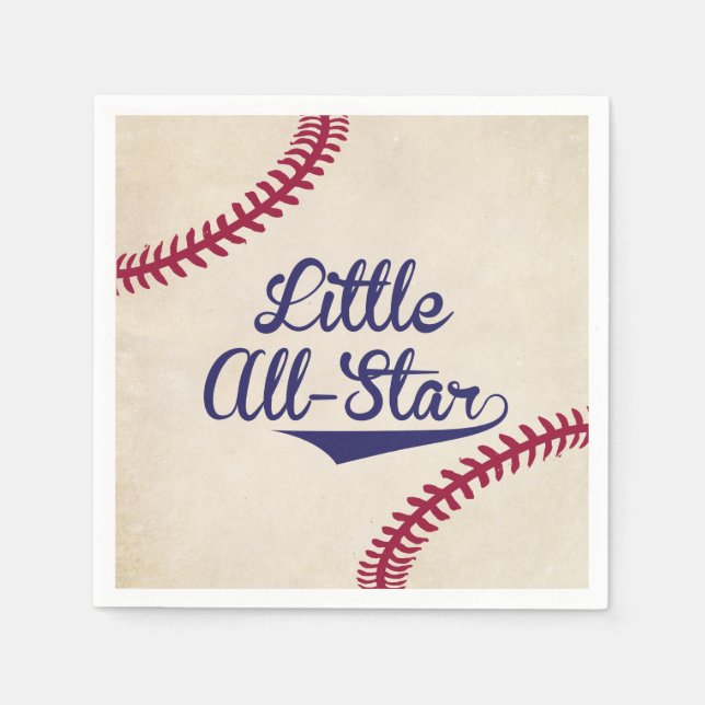 Baseball Themed Little All-Star Baby Shower Napkin (Front)
