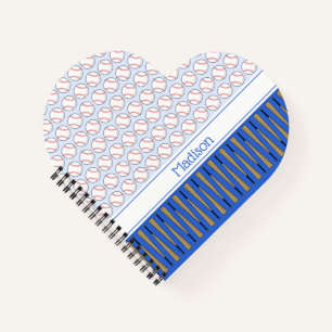 Baseball themed pattern custom name notebook