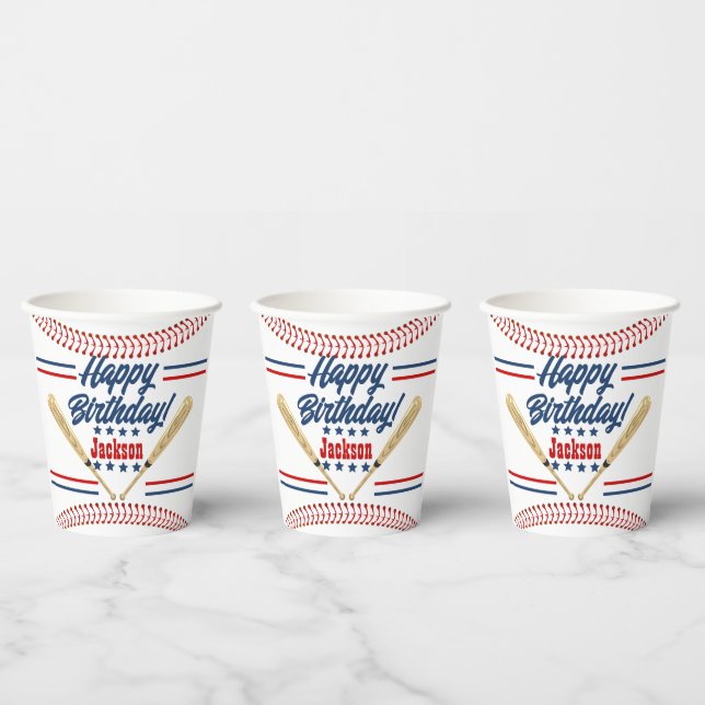Baseball Themed Personalised Birthday Paper cup (Multi)