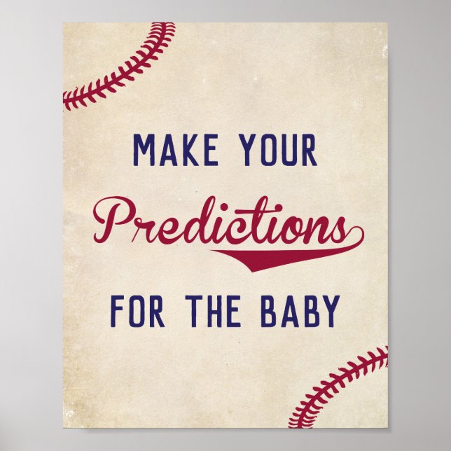 Baseball Themed Predictions for Baby Sign (Front)