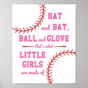 Baseball Themed What Little Girls Are Made Of Poster