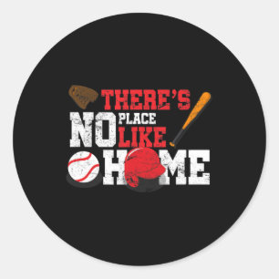 Baseball There's No Place Like Home Ball Bat Glov Classic Round Sticker