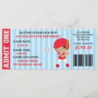 Baseball ticket birthday invitation customisable