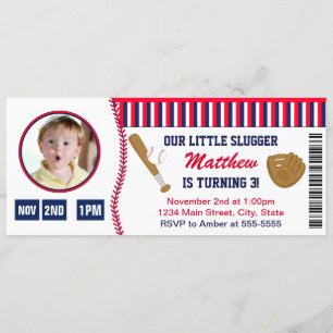 Baseball Ticket Birthday Invitation Photo Card