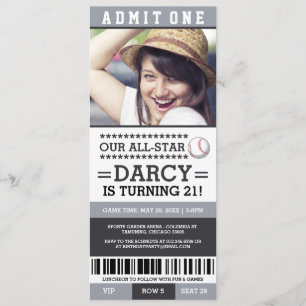 Baseball Ticket Birthday Invites