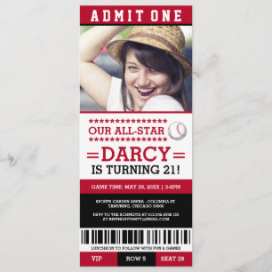 Baseball Ticket Birthday Invites
