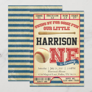 Baseball Ticket Birthday Party Invitation Invite