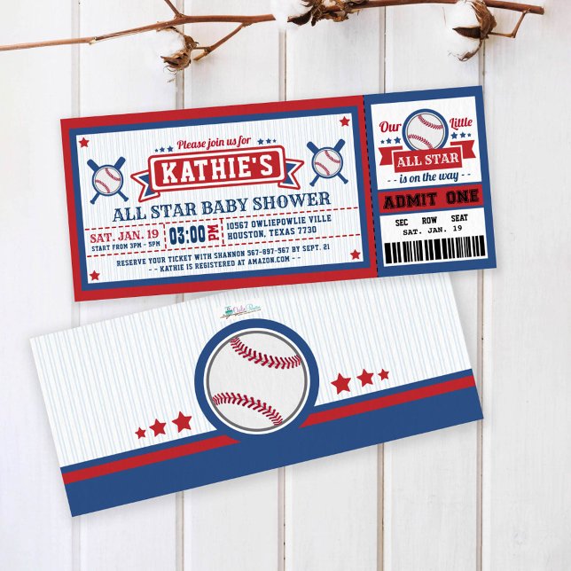 Baseball Ticket Pass Baby Shower Invitation (Creator Uploaded)
