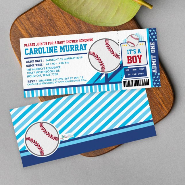 Baseball Ticket Pass Baby Shower Invitation (Creator Uploaded)