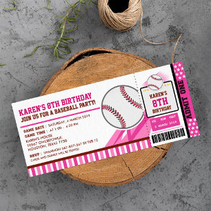 Baseball Ticket Pass Birthday Invitation