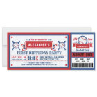 Baseball Ticket Pass Birthday Invitation Blue Red