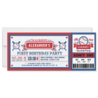 Baseball Ticket Pass Birthday Invitation Blue Red