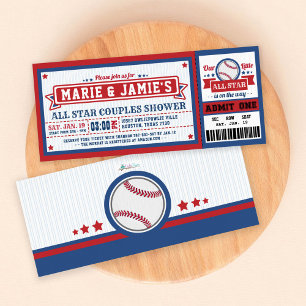 Baseball Ticket Pass Couples Shower Invitation