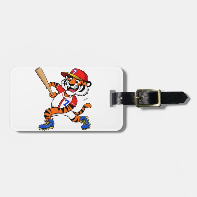 Baseball Tiger Luggage Tag (Front Horizontal)