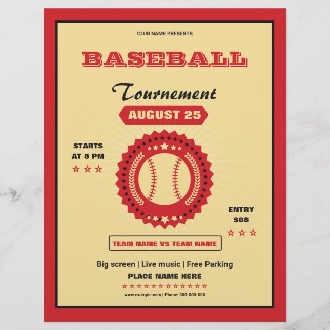 Baseball tournament flyer (Front)
