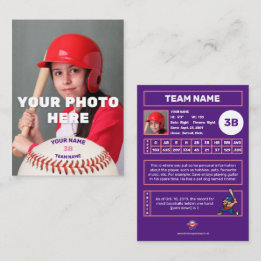 Baseball Trading Card Purple Back - Custom Stats