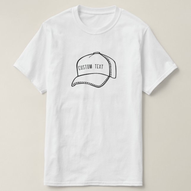 Baseball/truckers cap line drawing design T-Shirt (Design Front)