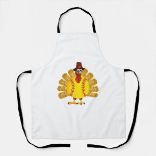Baseball Turkey Thanksgiving Softball Turkey Men W Apron