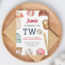 Baseball Turning Two Boy 2nd Birthday