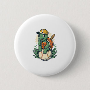 Baseball Turtle Vintage Engraving Graphic Design_1 6 Cm Round Badge