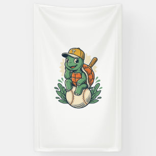 Baseball Turtle Vintage Engraving Graphic Design_1 Banner