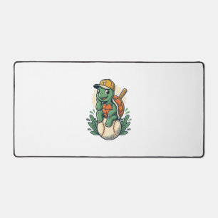 Baseball Turtle Vintage Engraving Graphic Design_1 Desk Mat