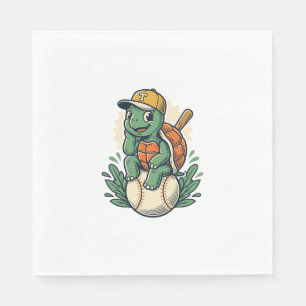 Baseball Turtle Vintage Engraving Graphic Design_1 Napkin