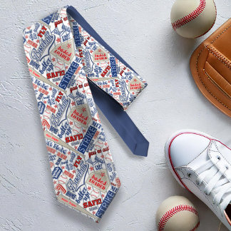 Baseball Typography Red White Blue Stripes ID770 Tie