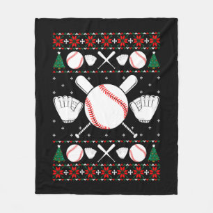 Baseball Ugly Christmas Sweater Fleece Blanket