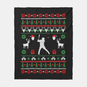 Baseball Ugly Christmas Sweater Fleece Blanket
