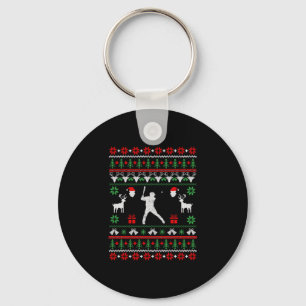 Baseball Ugly Christmas Sweater Key Ring