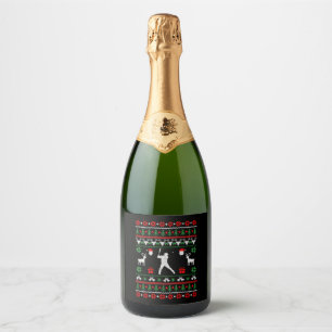 Baseball Ugly Christmas Sweater Sparkling Wine Label