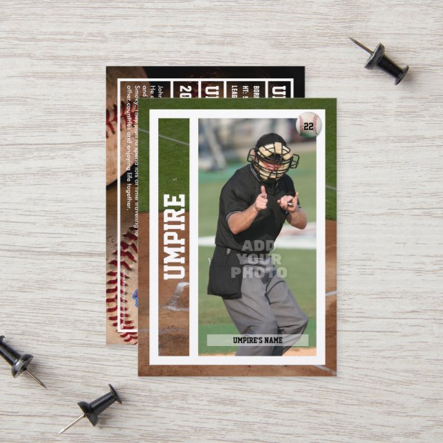 Baseball Umpire Retirement Souvenir Trading Card (Front/Back In Situ)