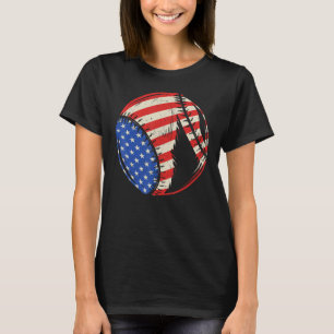 Baseball US American Flag July 4th Patriotic Vinta T-Shirt