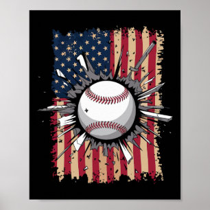 Baseball Us Flag Poster