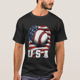 Baseball USA American Flag I Patriotic 4th Of July T-Shirt