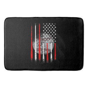 Baseball USA Flag American Flag Vintage Bath Mat
