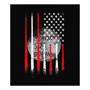 Baseball USA Flag American Flag Vintage Photo Print